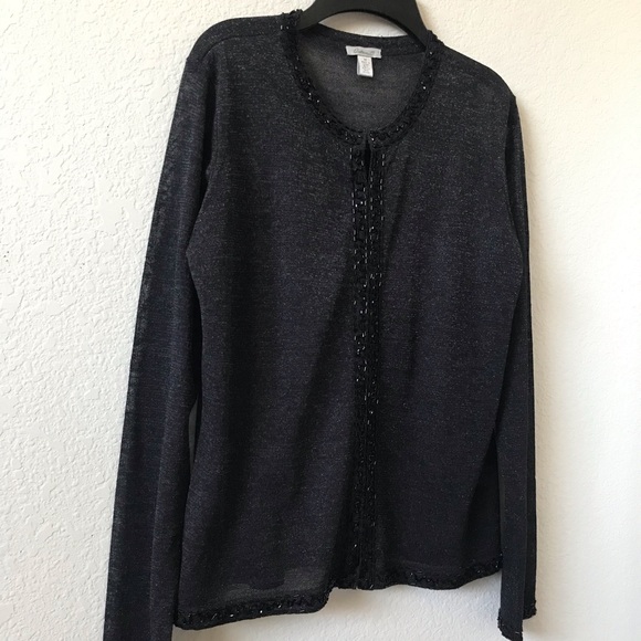 Arden B Black Beaded Long Sleeves Cardigan Size M - Picture 5 of 16